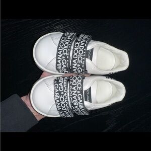 Dolce & Gabbana Kids Black and White Strap Sneakers